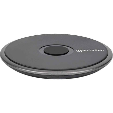 Manhattan Smartphone Wireless Charging Pad, QI certified, 10W, 7.5W and 5W charging, USB-C to USB-A cable included, USB-C input into pad, Cable 1.5m, Black, Three Year Warranty, Boxed