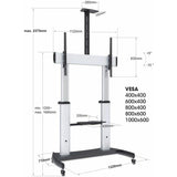 Manhattan Aluminum Heavy-Duty Height-Adjustable Multimedia TV Cart