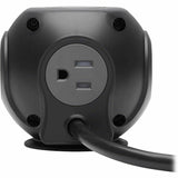 Eaton Tripp Lite Series 3-Outlet Spherical Surge Protector, 4 USB Ports (4.8A Shared) - 6 ft. (1.83 m) Cord, 5-15P Plug, 540 Joules, Black