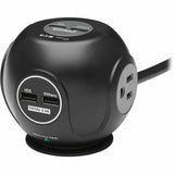 Eaton Tripp Lite Series 3-Outlet Spherical Surge Protector, 4 USB Ports (4.8A Shared) - 6 ft. (1.83 m) Cord, 5-15P Plug, 540 Joules, Black