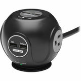 Eaton Tripp Lite Series 3-Outlet Spherical Surge Protector, 4 USB Ports (4.8A Shared) - 6 ft. (1.83 m) Cord, 5-15P Plug, 540 Joules, Black