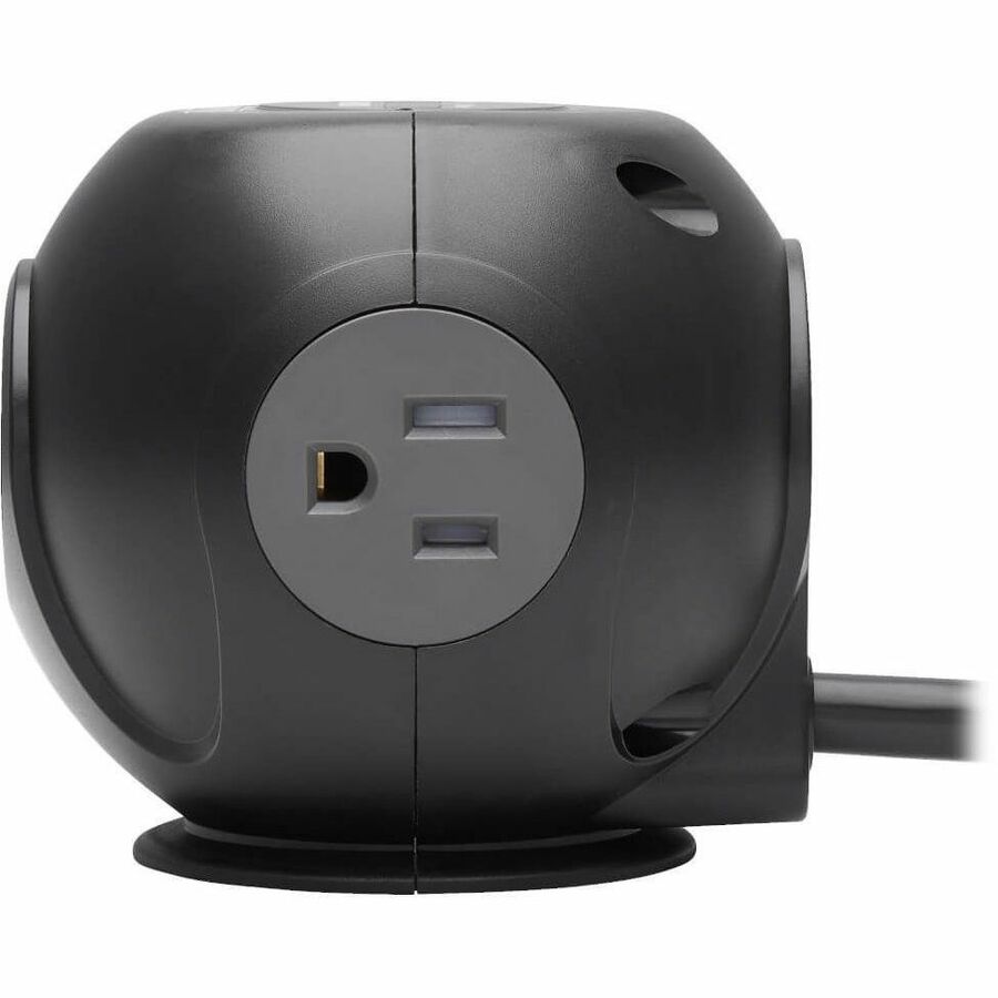 Eaton Tripp Lite Series 3-Outlet Spherical Surge Protector, 4 USB Ports (4.8A Shared) - 6 ft. (1.83 m) Cord, 5-15P Plug, 540 Joules, Black