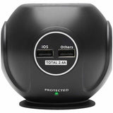 Eaton Tripp Lite Series 3-Outlet Spherical Surge Protector, 4 USB Ports (4.8A Shared) - 6 ft. (1.83 m) Cord, 5-15P Plug, 540 Joules, Black