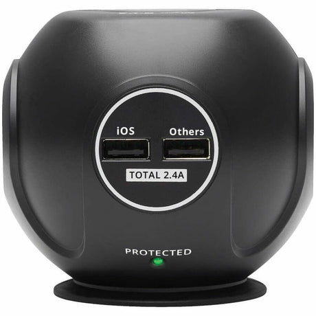 Eaton Tripp Lite Series 3-Outlet Spherical Surge Protector, 4 USB Ports (4.8A Shared) - 6 ft. (1.83 m) Cord, 5-15P Plug, 540 Joules, Black