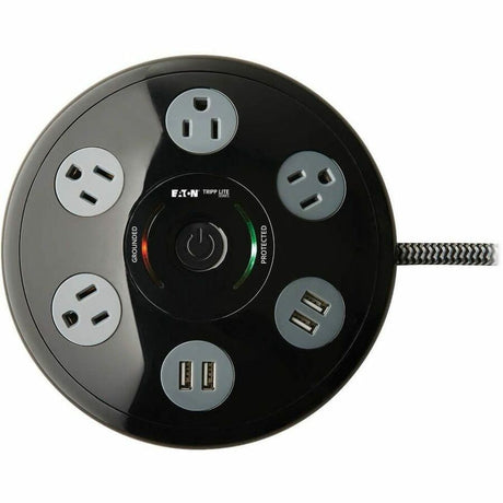 Eaton Tripp Lite Series Conference Power Surge Protector - 4 NEMA 5-15R Outlets, 4 USB-A Ports, 6-ft. (1.83 m) Cord, Black