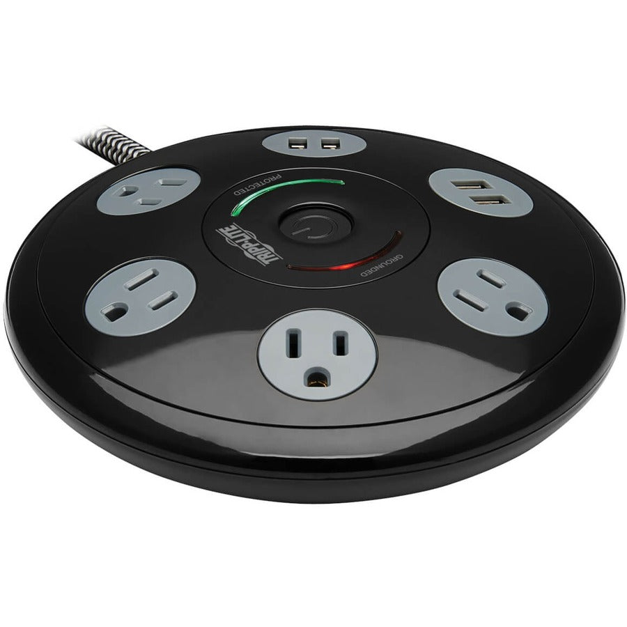Eaton Tripp Lite Series Conference Power Surge Protector - 4 NEMA 5-15R Outlets, 4 USB-A Ports, 6-ft. (1.83 m) Cord, Black