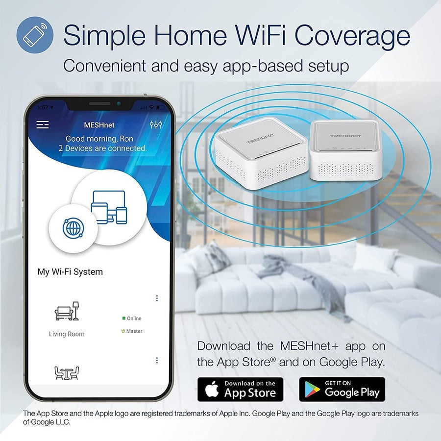 TRENDnet AC1200 WiFi EasyMesh Remote Node, App-Based Setup Utility, Seamless WiFi Roaming, Beamforming,Supports 2.4GHz and 5GHz Devices, TEW-832MDR, White