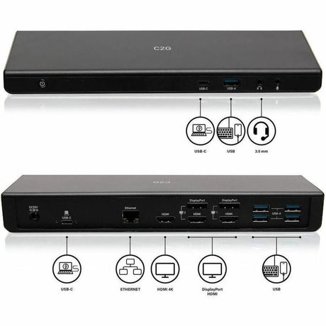 C2G USB C Triple Monitor Docking Station - HDMI, DisplayPort, Ethernet, USB - 85W Audio and Video Power Delivery - TAA Compliant