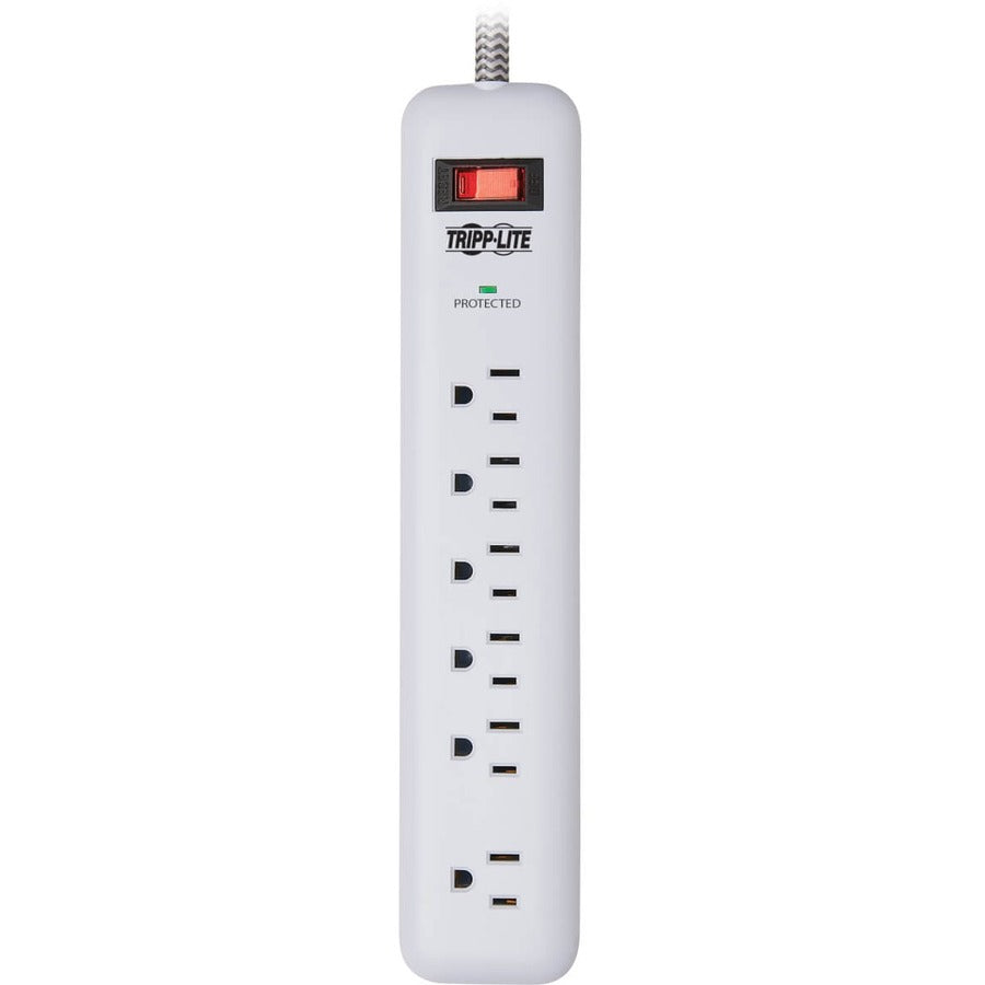 Eaton Tripp Lite Series 7-Outlet Surge Protector - 6 on strip/1 in detachable plug, 2 USB Ports (2.4A Shared), Detachable Charger Plug, 6 ft. Cord, 5-15P Plug, 900 Joules, White