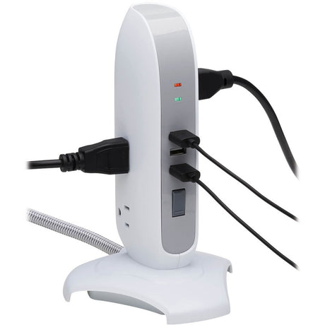 Eaton Tripp Lite Series 5-Outlet Surge Protector Tower, 3x USB Ports (3.1A Shared), 6 ft. Cord, 5-15P Plug, 1200 Joules, White