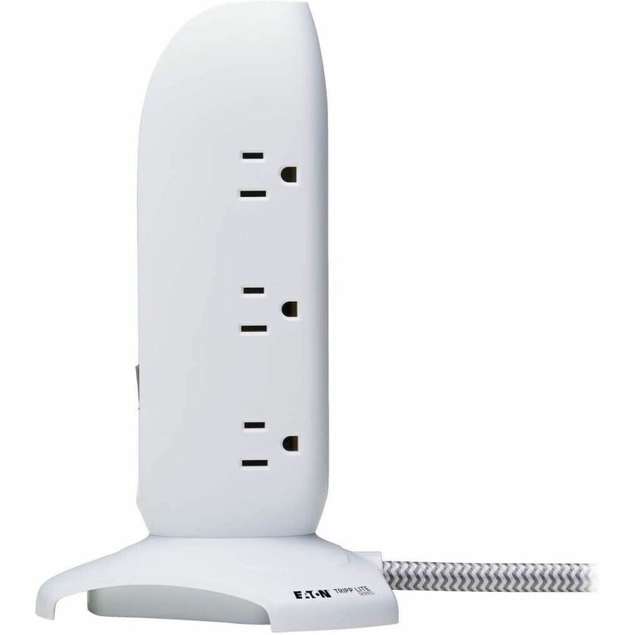 Eaton Tripp Lite Series 5-Outlet Surge Protector Tower, 3x USB Ports (3.1A Shared), 6 ft. Cord, 5-15P Plug, 1200 Joules, White