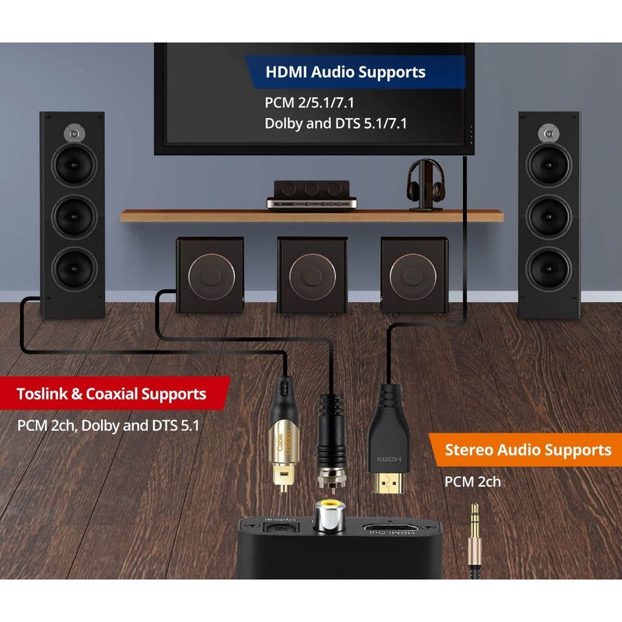 SIIG 4K HDMI with Audio Extractor Converter - Analog Stereo/Toslink Optical/Coaxial S/PDIF