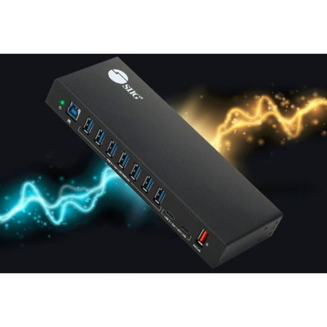SIIG 10 Port Industrial USB 3.1 Gen 1 Hub with Dual USB-C & 65W Charging