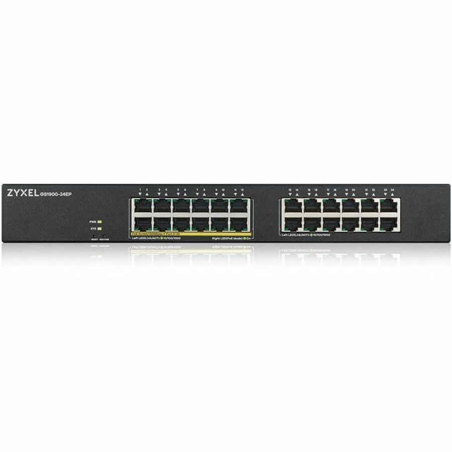 ZYXEL GS1900-24EP 24-Port Gigabit Smart Managed PoE Switch (Compact Design) | 12 PoE+ Ports at 130W