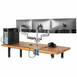 Eaton Tripp Lite Series Triple-Display Gas-Spring Flex-Arm Desktop Clamp and Grommet for 17" to 30" Flat-Screen Displays - USB and Audio Ports, Aluminum