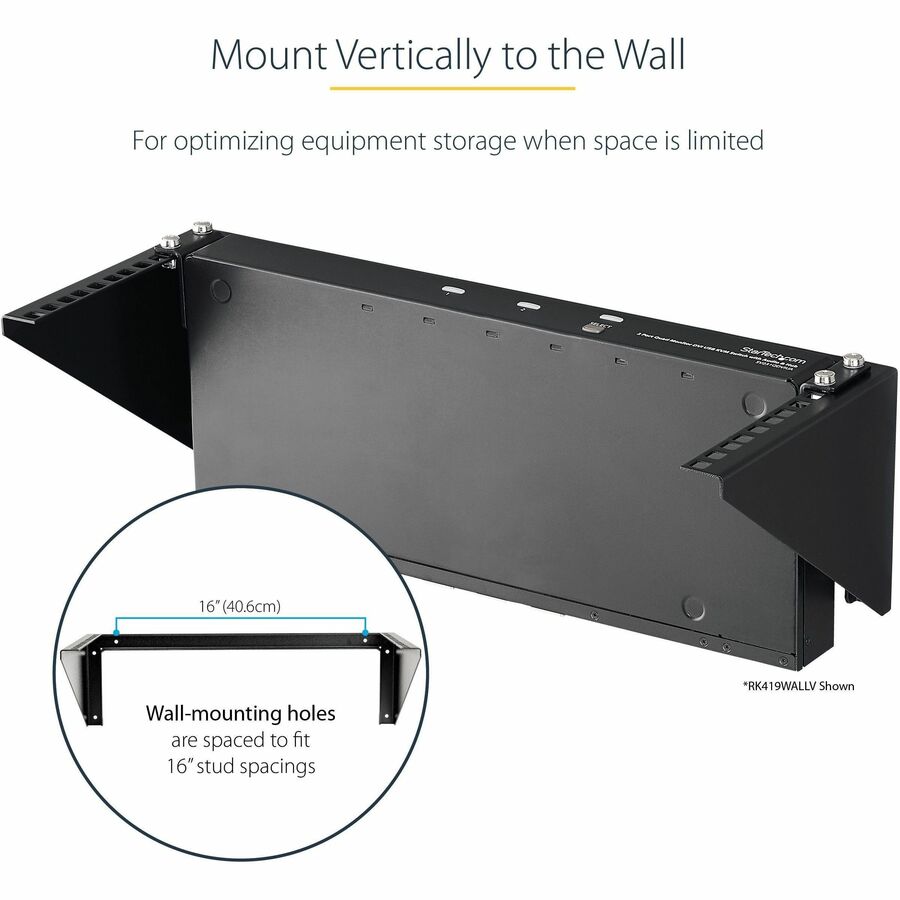 StarTech.com 5U Vertical Wall Mount Rack, 19" Wall Mounting Bracket, Open Low Profile Network/Server Room/Data/AV/IT/Patch Panel/Equipment