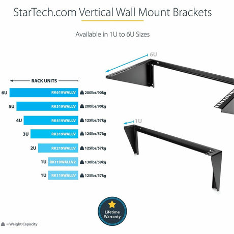 StarTech.com 5U Vertical Wall Mount Rack, 19" Wall Mounting Bracket, Open Low Profile Network/Server Room/Data/AV/IT/Patch Panel/Equipment