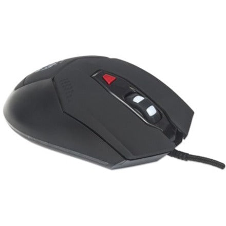 Manhattan Wired Optical Gaming USB-A Mouse with LEDs, 480 Mbps (USB 2.0), Six Button, Scroll Wheel, 800-2400dpi, Black with Red Buttons, Three Year Warranty