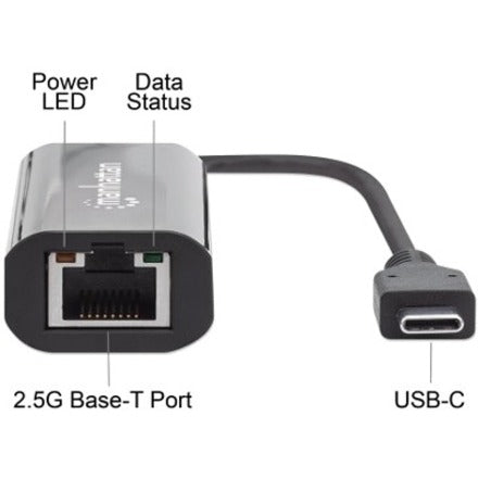 USB-C to 2.5GBASE-T Gigabit (10/100/1000 Mbps & 2.5 Gbps) RJ45 Network Adapter, US2GC30, Multi-Gigabit Ethernet, Black, Three Year Warranty, Box
