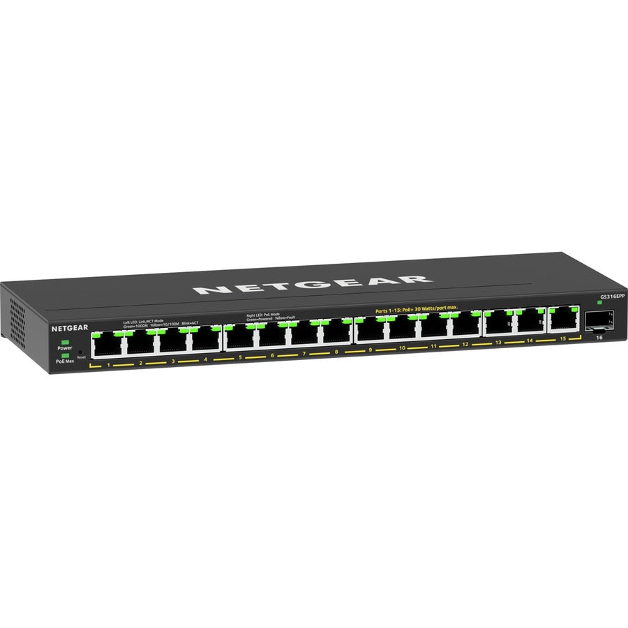 Netgear 16-Port High-Power PoE+ Gigabit Ethernet Plus Switch (231W) with 1 SFP Port