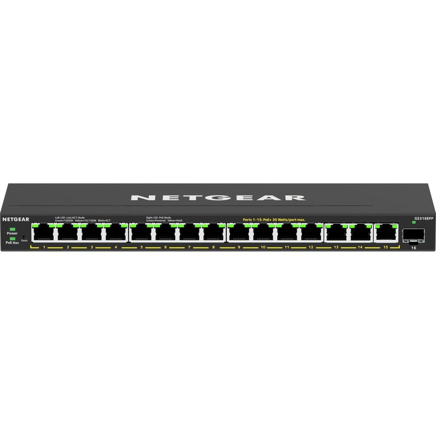 Netgear 16-Port High-Power PoE+ Gigabit Ethernet Plus Switch (231W) with 1 SFP Port