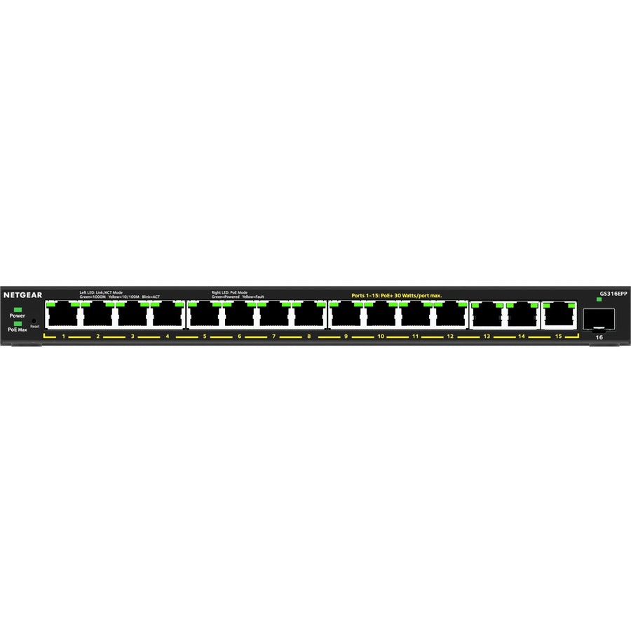 Netgear 16-Port High-Power PoE+ Gigabit Ethernet Plus Switch (231W) with 1 SFP Port