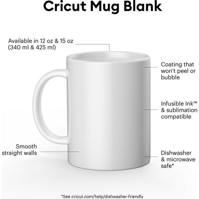 cricut Ceramic Mug Blank, White - 12 oz/340 ml (2 ct)