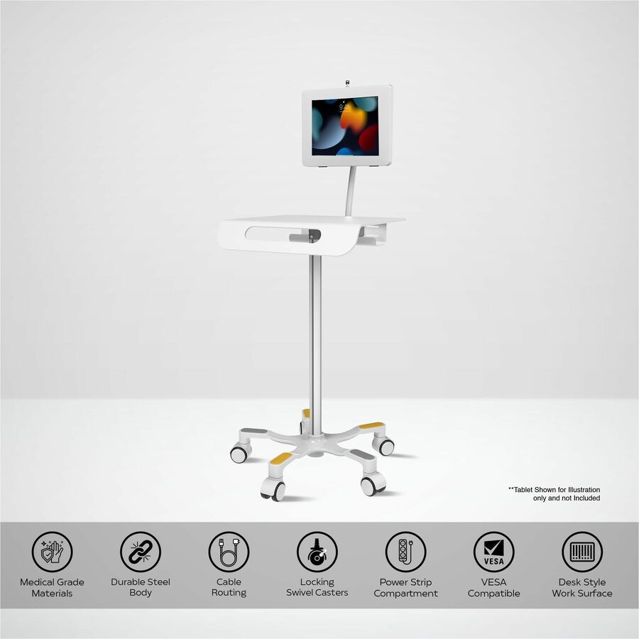 CTA Digital Medical Grade Anti-Microbial VESA Floor Stand with Universal Security Enclosure