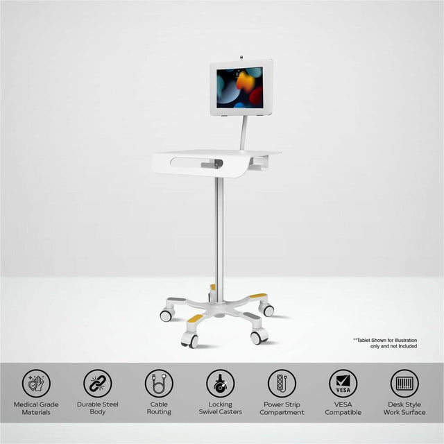 CTA Digital Medical Grade Anti-Microbial VESA Floor Stand with Universal Security Enclosure