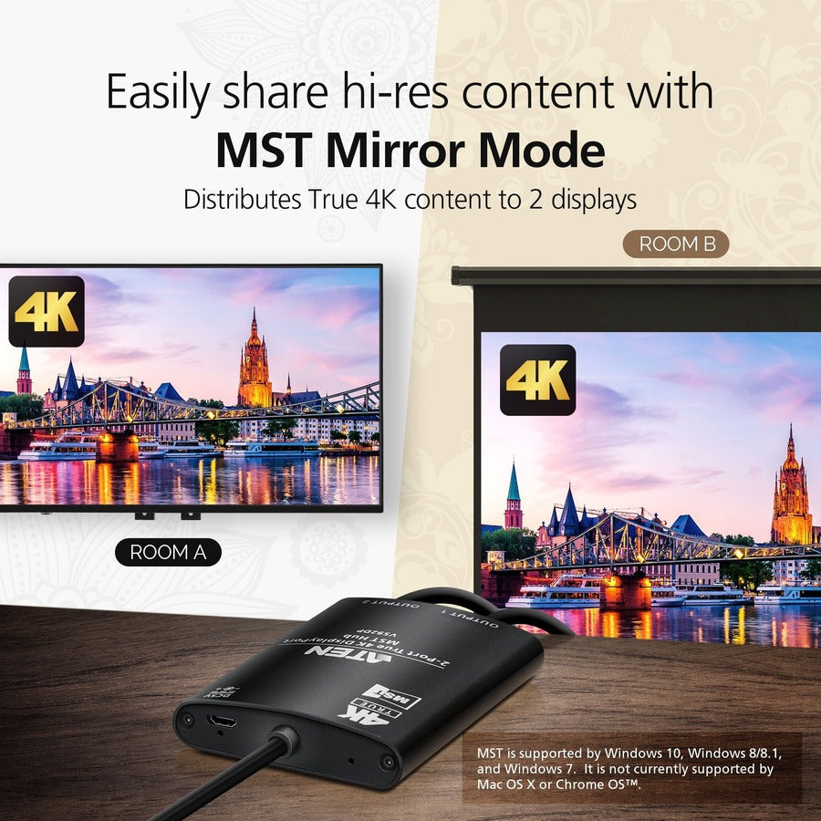 ATEN 2-Port True 4K DisplayPort MST Hub