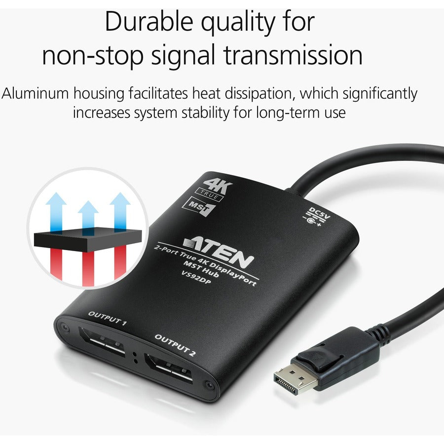 ATEN 2-Port True 4K DisplayPort MST Hub
