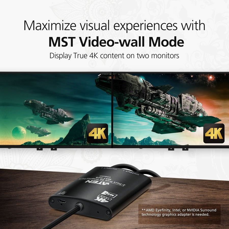 ATEN 2-Port True 4K DisplayPort MST Hub