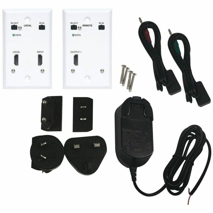 Eaton Tripp Lite Series HDMI over Cat6 Extender Kit, Wallplate, 4K 60Hz, 4:4:4, IR, PoC, HDR, HDCP 2.2, 230 ft., TAA
