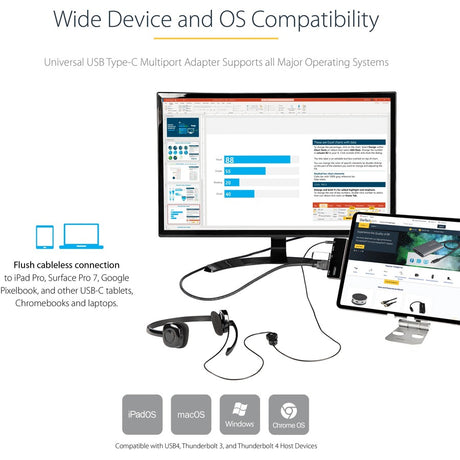StarTech.com USB C Multiport Adapter, USB-C to 4K 60Hz HDMI, 100W PD Pass-Through, 3xUSB, Audio, USB-C Mini Dock, Portable USB Type-C Dock