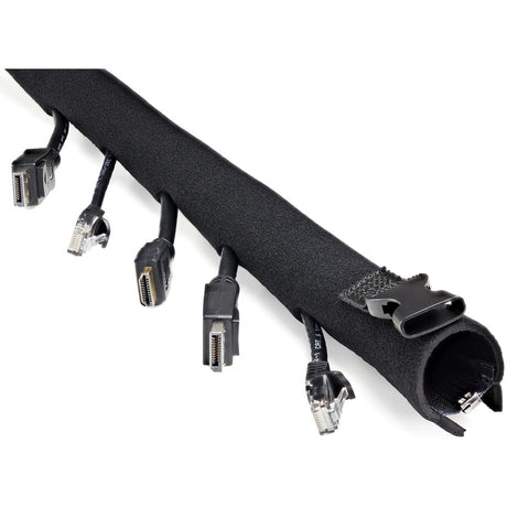 StarTech.com 40" Neoprene Cable Management Sleeve with Zipper/Buckle, Computer/PC Cord Cover, Flexible Cable Sleece/Organizer Wrap, Black