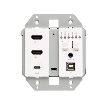 C2G Dual 4K HDMI HDBaseT plus USB-C, 3.5mm, USB-B over Cat Extender Dual Gang Wall Plate Transmitter