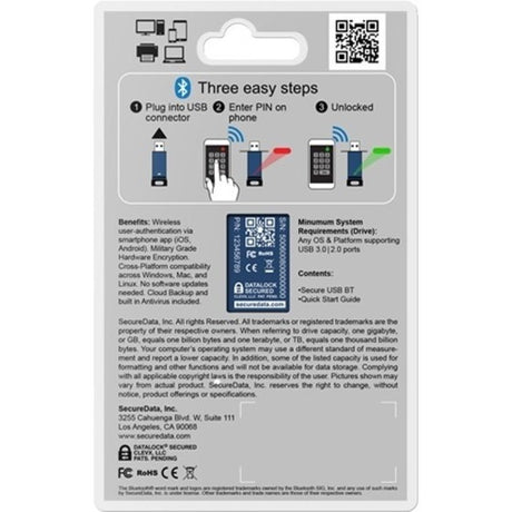 SecureDrive SecureUSB BT Hardware-Encrypted USB Flash Drive with Phone Authentication