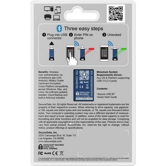 SecureDrive SecureUSB BT Hardware-Encrypted USB Flash Drive with Phone Authentication