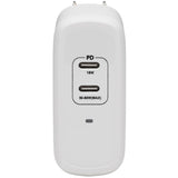 Eaton Tripp Lite Series Dual-Port Compact USB-C Wall Charger - GaN Technology, 68W PD Charging (50W+18W), White