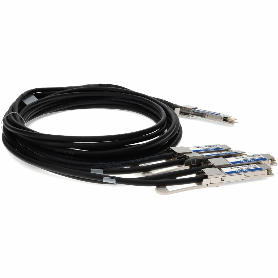 AddOn MSA and TAA Compliant 400GBase-CU QSFP-DD 400G to 4xQSFP56 100G PAM-4 Direct Attach Cable (Passive Twinax, 1m)