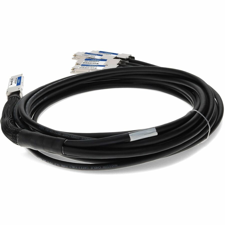 AddOn MSA and TAA Compliant 400GBase-CU QSFP-DD 400G to 4xQSFP56 100G PAM-4 Direct Attach Cable (Passive Twinax, 1m)