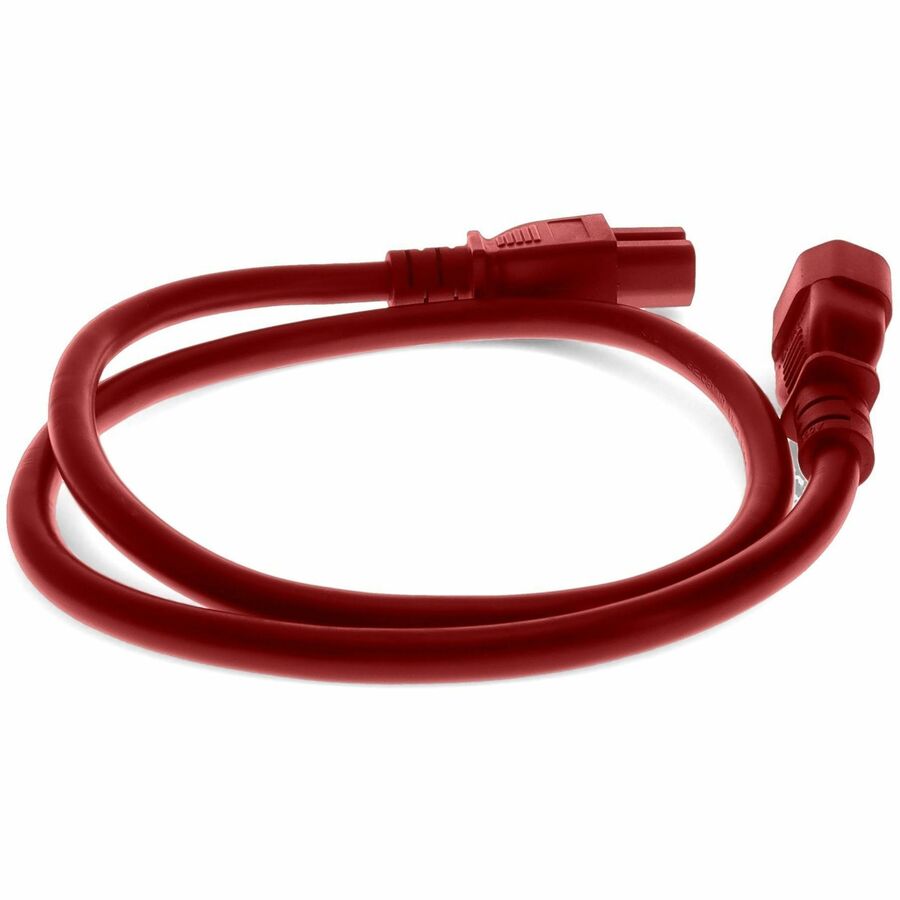 AddOn 5ft C14 to C15 14AWG 15A Red 100-250V Power Cable