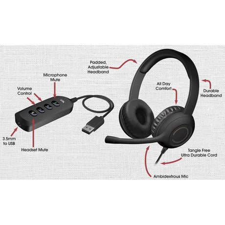 Cyber Acoustics Stereo Headset with USB & 3.5mm