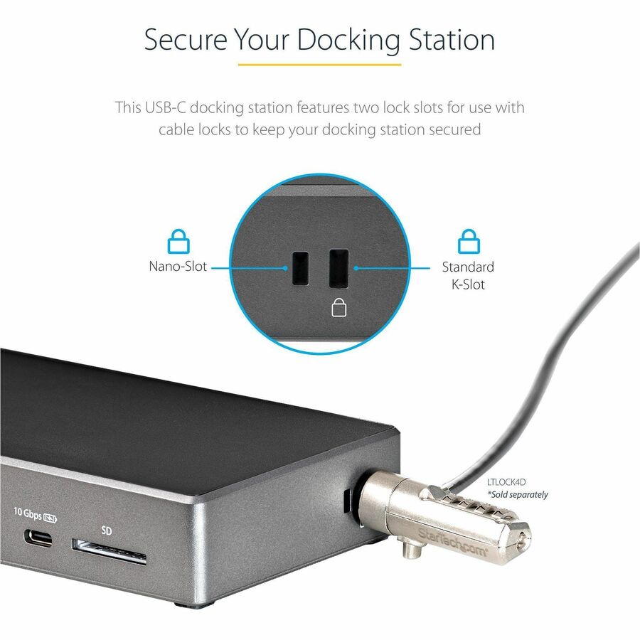 StarTech.com USB C Dock, Triple 4K Monitor USB-C Docking Station with DP 1.4 & DSC, 2x DisplayPort & 1x HDMI, 100W PD, 6x USB (2x 10Gbps)