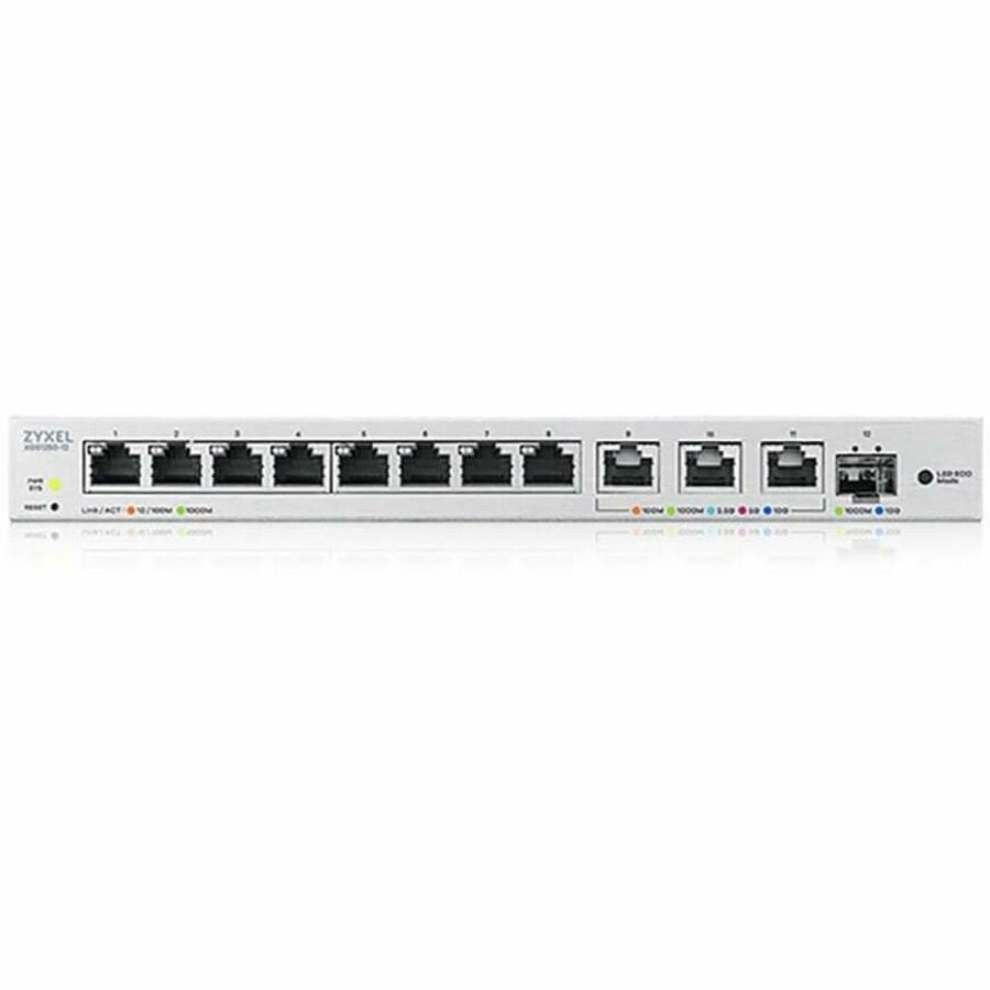 Zyxel 12-Port Multi-Gigabit Ethernet Web Managed Switch | 3 x 10G | 1 x 10G SFP+ Fiber | 8 x GbE Ports | Plug & Play | Desktop or Wall-Mount | Ethernet Splitter | Lifetime Warranty | XGS1250-12