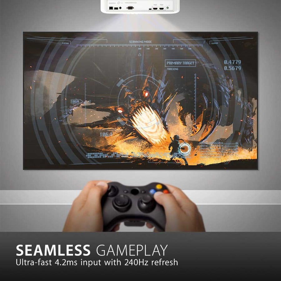 ViewSonic (PX748-4K) 4K UHD Projector with 4000 Lumens 240 Hz 4.2ms HDR Support Auto Keystone Dual HDMI and USB C for Home Theater Day and Night, Stream Netflix with Dongle