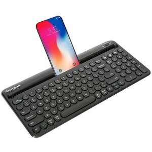 Multi-Device Bluetooth Antimicrobial Keyboard with Tablet/Phone Cradle