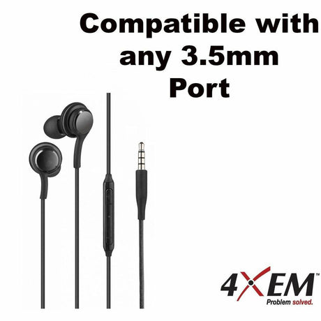 4XEM 3.5mm AKG Earphones with Mic and Volume Control (Black)