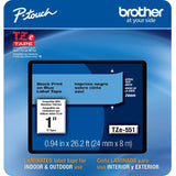 Brother TZe-551CS, 0.94" x 26.2', Black on Blue Laminated Label Tape
