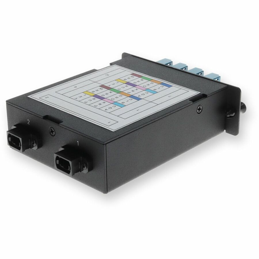 AddOn 4-Bay Cassette 2x 12-Fiber MPO In, 8 LC Duplex Out, Single-mode Duplex OS2